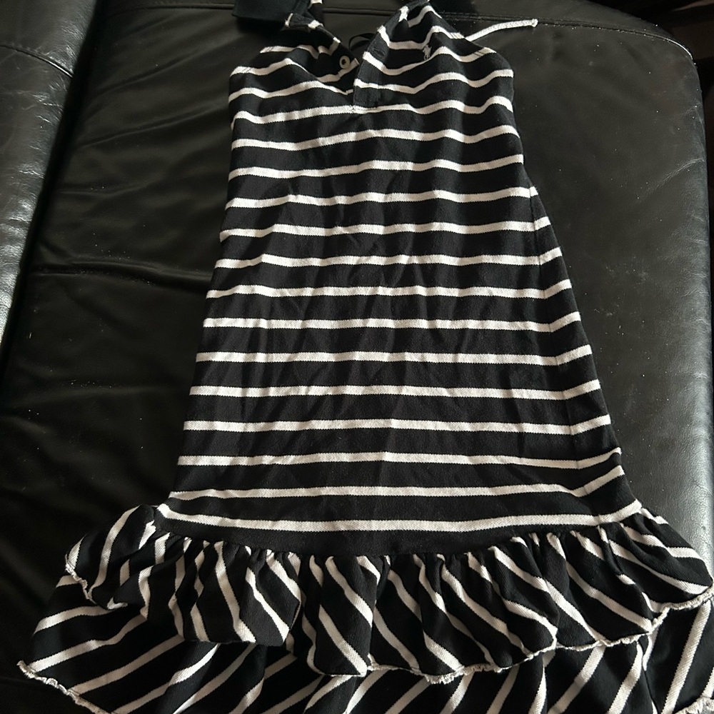Polo Ralph Lauren Black and White Striped Halter Dress Size 7